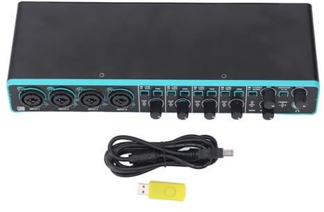 Professionelle Sound -Schnittstelle externe USB -Audio -Schnittstelle 4 in 4 Out 192 -kHz High Fidelity Recording mit XLR TSR TS -Ports für Studiomusiker Podcasters Iron