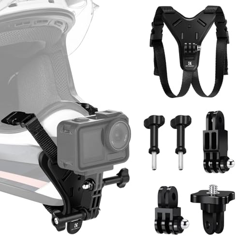 K&F CONCEPT Soporte para Casco Moto Mento Compatible con GoPro Hero 13/12/11/10/9/8/7, dji Osmo Action 5 Pro/4/3/360, Insta 360 Ace Pro/2/X5/X4/X3, AKASO con Base en Y, Silicona Antideslizante