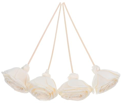 MALUGOGO 4pcs Rattan Aromaterapia Stick Diffusore Fiori Finti Aromaterapia Bastone di Rattan Ricarica Realistici Fiori Finti Legno Beige Naturale