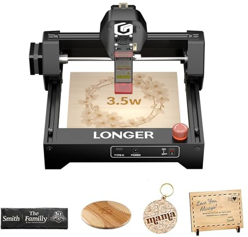 LONGER Ray5 Mini Lasergravierer 3,5W – 0,04mm Präzision, 140x130mm Arbeitsbereich, CNC Laser Engraver für Holz, Acryl & Leder, mit WiFi & Not-Aus