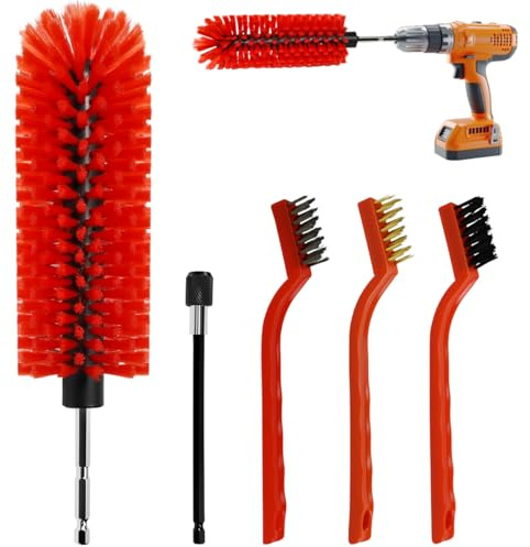 Zithgen Brosse de Nettoyage pour Jantes de Voiture - Compatible Perceuse Visseuse 1/4 - Set avec 3 Brosses Métalliques Acier Inoxydable et Tige Allongée - pour Nettoyer Pneus, Moto, Échappement etc