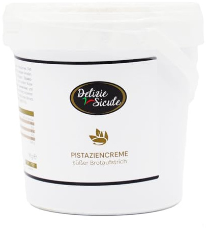 Delizie Sicule, crema di Pistacchio artigianale, 1 Kg, 45% di pistacchio, confezione in vaso, ideale per colazioni e topping
