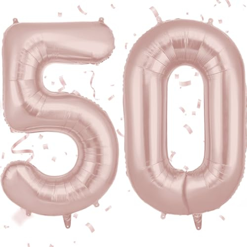 AOOSU Palloncini Compleanno Viola 101 CM, Palloncino Numero “50”, Foil Palloncini Numeri, Giganti Numeri, Decorazioni Festa Compleanno, Gonfiabili Pallone per Anniversario (Rosa)