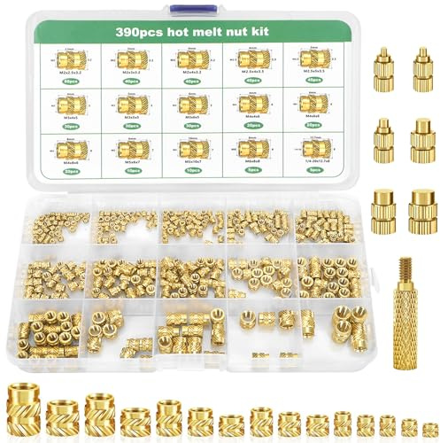 CIOXSOIO 390 Pièces Insert Fileté Metal, Insert Plastique M2/M2.5/M3/M4/M5/M6/M8, Inserts Taraudés Insert Impression 3d pour Impression 3D et Plastique