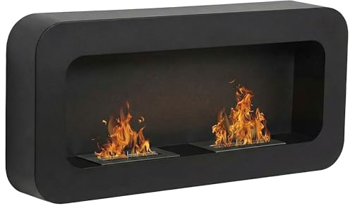 Frankystar Flavia - Camino da Parete 100x46x16 cm di Design da Interno Nero