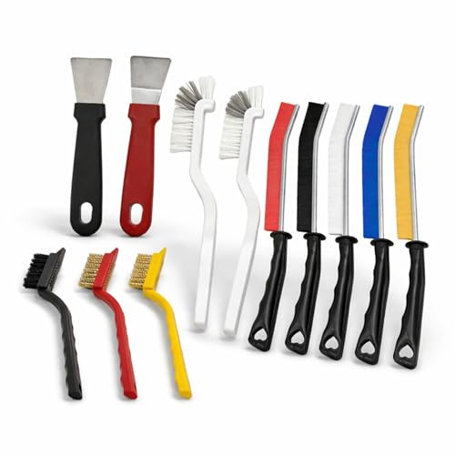 Professional 12-Piece Crevice Cleaning Brush Set – Hard Bristle Brushes & Crevice Cleaning Tool Kit for Washing Machine, Sink, Toilet, Window Tracks, Grout & Small Spaces - Gap Scrubbing (12)