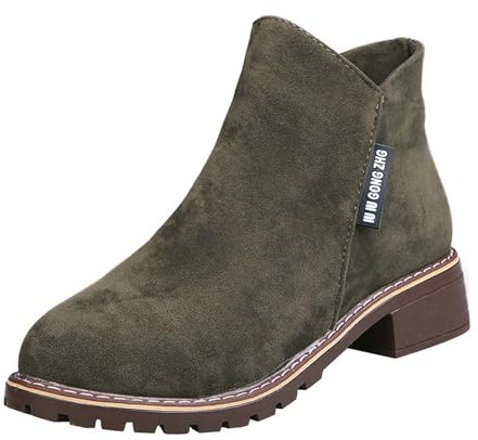 Damkängor korta stövlar blockklack dragkedja på sidan bekväma slip-on vinterskor