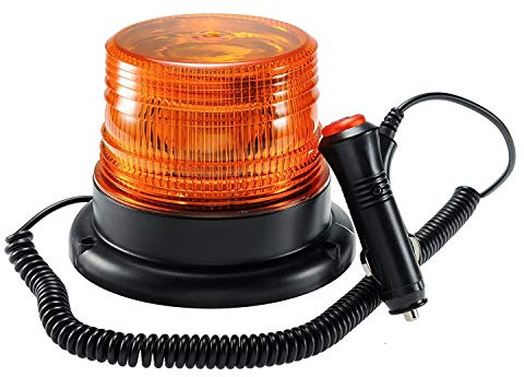 antom Rotativo Luz LED estroboscópica, faro intermitente de advertencia de emergencia ámbar magnético para camión o vehículo con enchufe para mechero de coche de 12-80V