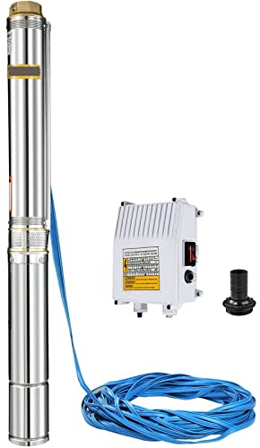 Pompe de puits profond 1.5HP pompe à eau submersible forage + câble 40 m,Stabilité élevée