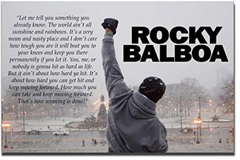 Rocky Balboa Leinwanddrucke Kunst Sprachmotivation Hoffnung Zitat Groß Kunstwerk Boxing Sylvester Stallone Grey Leinwand Poster Wohnzimmer Dekoration Wandkunst, Ungerahmt,40×60cm