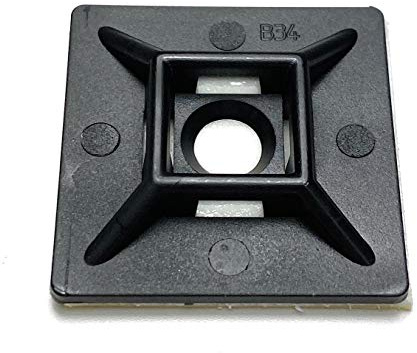 Schwarze Kabelbinder-Basis, selbstklebend, 4-Wege-Befestigung, schnell aufgeräumte Kabel (50, 28 x 28 mm)