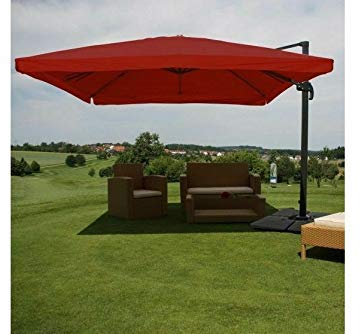 madera Luxus Sonnenschirm Aluminium Marktschirm bordeaux 3,5x3,5m Ampelschirm Ständer