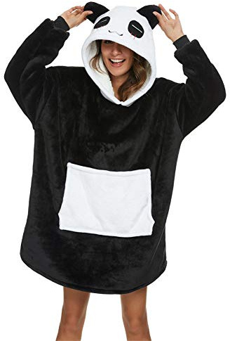 chuangminghangqi Oversized Hoodie für Damen, Herren und Teenager, warmer Plüsch, A - Schwarz, M