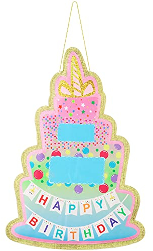 Happy Birthday Jute-Türdekoration Einhorn Geburtstag personalisierter Name Dekor Türhänger Schild bunt Kleiderbügel Geburtstagsparty Zubehör für Indoor Outdoor Dekorationen