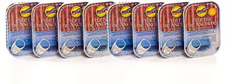 Hoya Santoña Anchoas del Cantábrico - Pack 8 latas de 74g/Aprox.14 filetes (592g/Aprox.112 filetes). Elaboración Artesana con bocartes del Cantábrico en Aceite de Oliva.