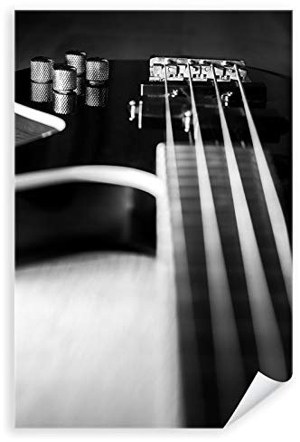 Postereck - 3428 - Bass Gitarre, Musik Instrument Schwarz Weiss - Wandposter Fotoposter Bilder Wandbild Wandbilder - Leinwand - 60,0 cm x 40,0 cm
