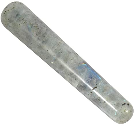 Mondstein Naturstein Massagestab 11cm – Handgeschnitzter Akupressur Stab für Gesicht Nacken Rücken – Gua Sha Massagewerkzeug für Heimanwendung