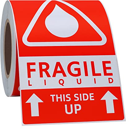 Hycodest 76x127mm This Side Up Liquid Fragile Warning Labels Rectangle Adhesive Sticker, 100 Labels