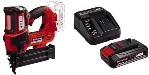 Einhell Chiodatrice a batteria FIXETTO 18/50 N Power X-Change Pxc Starter Kit 18 V, Batteria 2,5 Ah E Caricabatteria Power X-Change, Nero Rosso, 10 x 15 x 11.3 Cm