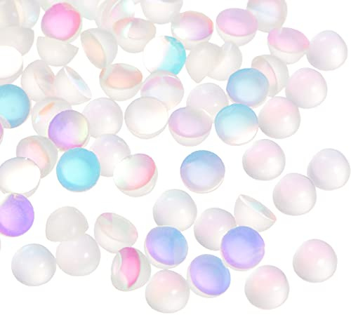 sourcing map 100pcs Cat Eye Resin Beads Cabochons 5mm Flatback Round Dome Beads Half Round Beads for Jewelry Making Clay Findings Craft Accessory Handcrafts, Translucent