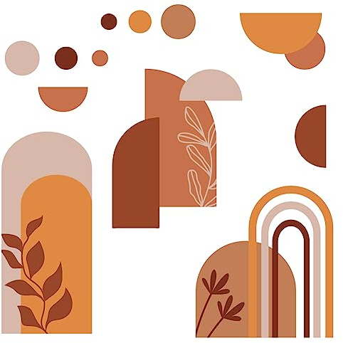 SUPERDANT Boho Pflanzen Wandtattoo Geometrie Berge 90 x 39 cm | Abziehen und Aufkleben, Wald Baum, Vinyl Wandsticker, Für Kinderzimmer