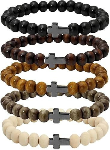MILAKOO Träpärlor armband tibetansk buddhistisk meditation Mala radband män elastiskt armband 6/8 mm, 8.0 centimeters, Trä