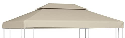 Homgoday Telo di Ricambio per Gazebo 310g/m² Beige 3x4m, Gazebo da Giardino, Gazebo Ombrellone da Giardino Spiaggia Pesca Esterno Antivento per Arredo Giardino Terrazzo Ambienti