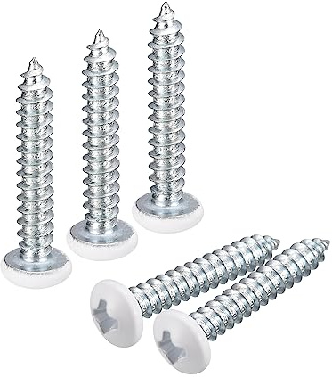 QUARKZMAN ST4x25mm Bianco Viti Autofilettanti Viti, 50pz Metallo Piatta Testa Croce Viti per Legno per Falegnameria Testa Piatta Phillips Universale