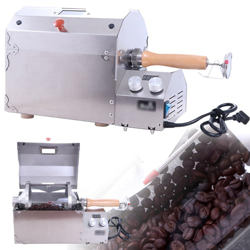 Efficient 1200W 400g Electric Coffee Roaster Machine with Thermometer,Adjustable Speed 1~66RPM, Perfect for Roasting Coffee Beans and Dried Fruits