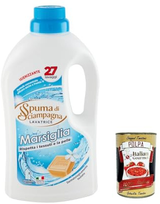 Italian Gourmet Detersivo Lavatrice Marsiglia flüssig 27 lavaggi 3 x 1215ml | Formula liquida; für bunte und weiße Wäsche, pulito quotidiano con frische, Gesamtnettogewicht 3,645 L + Kostenlos Polpa 400g