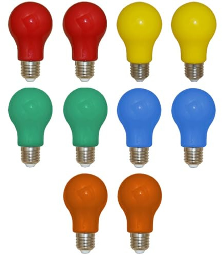 LHW-Licht LED-Leuchtmittel Birne 10er Set bunt 3W = 25W E27 Rot Gelb Grün Blau Orange für Party und Außenbereich