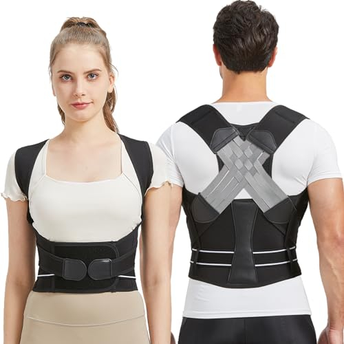 BraceTop Corrector de Postura Espalda Mujeres Hombres, Vendaje Ligero y Transpirable Corrector Postura Adjustable Faja Espalda, Cinturón de Soporte de Espalda para Aliviar el Dolor de Espalda