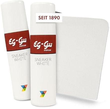 eg-gü Sneaker White 2erSet - Sneaker Cleaner Weiß für Turnschuhe und Stoffschuhe - Schuhreiniger Weiße Schuhe - Sneaker Reiniger Weiß mit Farbauffrischung - Schuhfarbe Weiß 150ml inkl Schuhputztuch