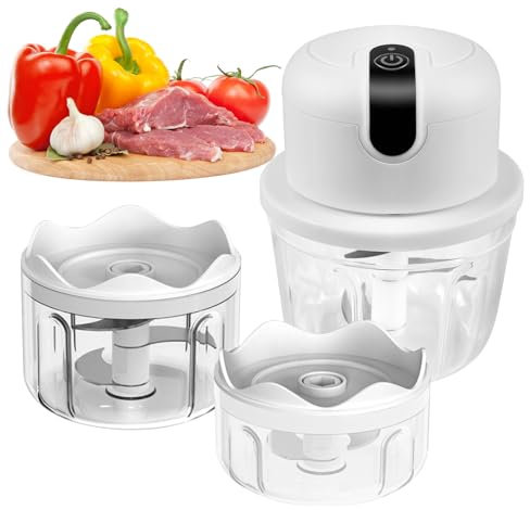 Hachoir électrique USB mini robot cuisine millilitre 100-300, coupe-légumes 3 lames tranchantes, presse-ail multifonction viande, fruits, légumes