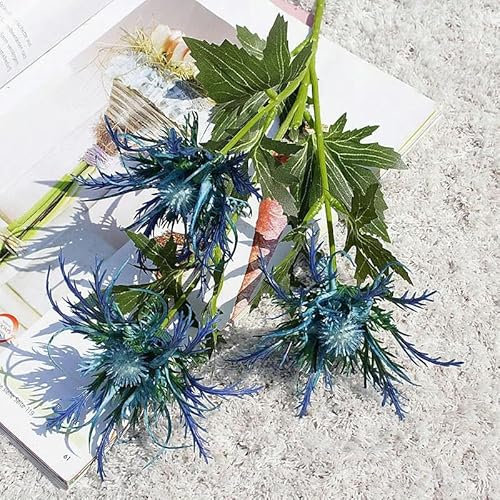 ZFISH 3-köpfige ausländische Petersilie, Kunstblumen, Heimdekoration, Hochzeitsfotografie, weiches Dekor, Design-Blumen, blau, 67 cm, 1 Stück