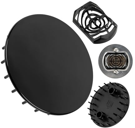 Duschabfluss Deckel Set mit Haarfänger, Ø 75 mm, in Schwarz, kompatibel mit Viega Domoplex 6928 und 6929, passend für 6930.0, 649 968, Ersatz Ablaufdeckel Wanne, Haarfilter Siebeinsatz Duschablauf