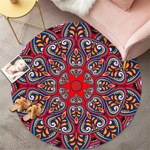 DJHWWD Floor Rug Anti Rutsch Teppich Roter für den Innenbereich, runder Teppich, feuchtigkeitsbeständig und schmutzabweisend Zimmer deko Jungs fussmatte waschbar 170X170CM
