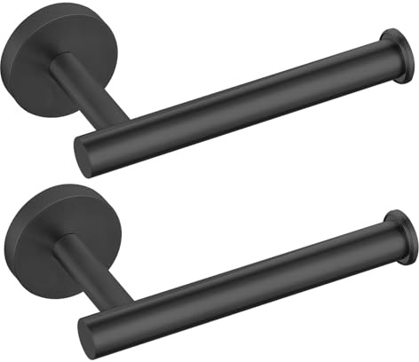 Toalettpappershållare, Eolax perforering rullpappershållare, väggmontering, SUS304 rostfritt stål, badrum, kök, toaletttoalettpappershållare 2-pack (svart)