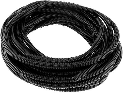 YXQ 5mm Corrugated Tubing Tube PE Plastic Non Split Bellows Pipe Black Electric Conduit Liquid Wire Loom Cable Cover Sleeve(10M Length)