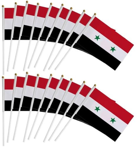 Wudaizhi Syrien-handflagge, 50 Stück, Syrische Nationalflagge, Kleine Handschwenkende Flagge Für Innen- Und Außenbereich, Heimdekoration