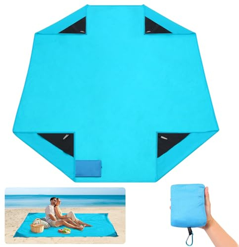 Gelewuld Stranddecke Pocket Blanket, Picknickdecke 150 * 180 cm für 2-4 Erwachsene, wasserdicht sanddicht schnell trocknend Outdoor Picknickdecke für Reisen, Camping, Wandern