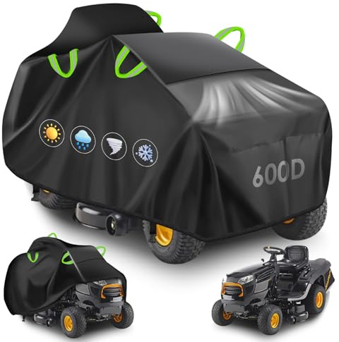 YedZen Housse Tondeuse à Gazon autoportée, L200 x W139 x H116 cm, 600D Oxford, Bache Protection Tracteur Tondeuse avec Boucle Coupe, Imperméable Coupe-Vent Extérieur Housse Tondeuse Autoportée