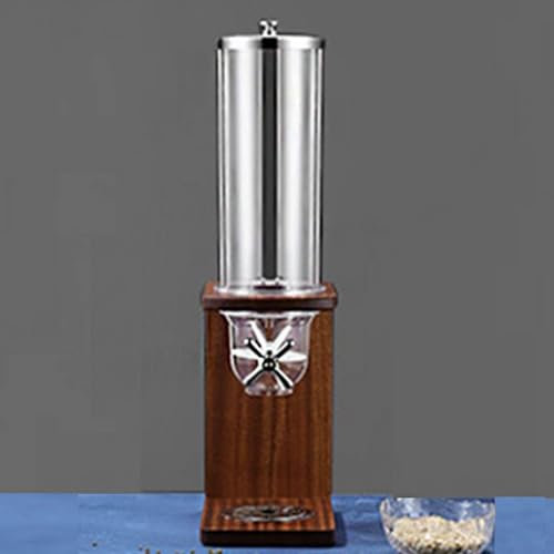 QQNQQ Cereal dispenser,Barrel Grain Dispensers Single-head Grain Dispensers Countertop Stainless Steel PC Barrel Solid wood Base Rotary Switch Kitchen Buffet