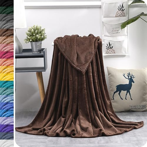 GAIFNAG Kuscheldecke Decke Sofa Strickdecke 200 x 300 cm Verschiedenen Größen Und Farben Erhältlich Fleecedecke - Wohn- & Kuscheldecke für Tiefen Schlaf Und Bessere Erholung, Braun