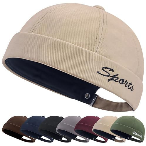 YKDLLF Sommer Docker Cap Cotton Docker Cap Seemannsmütze Hafenmütze Original Dockermütze Herren Sommer Brimless Hat Schnelltrocknend Seemannsmütze