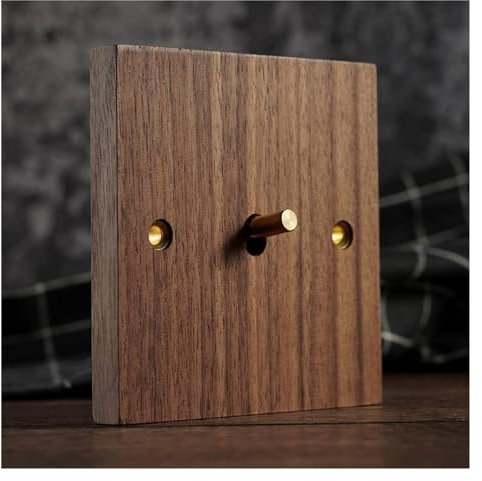 Interruptor de palanca de placa plana, Interruptor de pared de 1 vía/2 vías, 3 unidades, 2 vías, placa de madera, diseño antiguo, estilo industrial, enchufe de interruptor de luz, madera maciza, latón