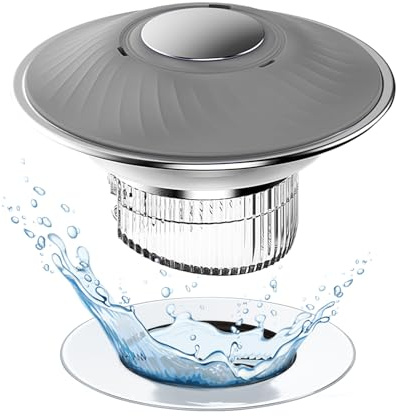 Bouchon evier, Filtre evier lavabo escamotable avec Panier filtrant en Acier Inoxydable, Bouchon évier pour éviers de 28 à 45 mm, Conception magnétique, Anti-odeurs et étanche Gris