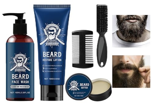 Kit per la cura della barba, set per la cura dei peli del viso, strumenti per la manutenzione dei baffi, formula non grassa, ingredienti delicati sulla pelle, idea per marito, padre, fidanzato, 29 x 4