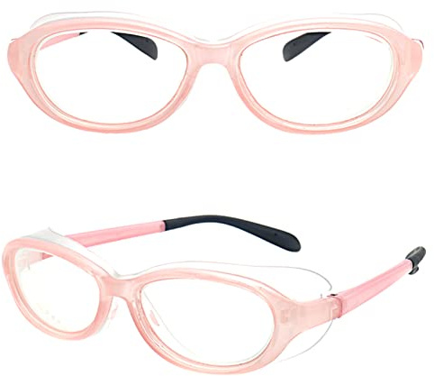 2 pieces Safety Glasses, Kids Anti-Pollen Glasses with Side Shield, Blue Light Blocking Anti Dust UV Protective Eyewear, Can be equipped with myopia lenses for Boys Girls(Pink)