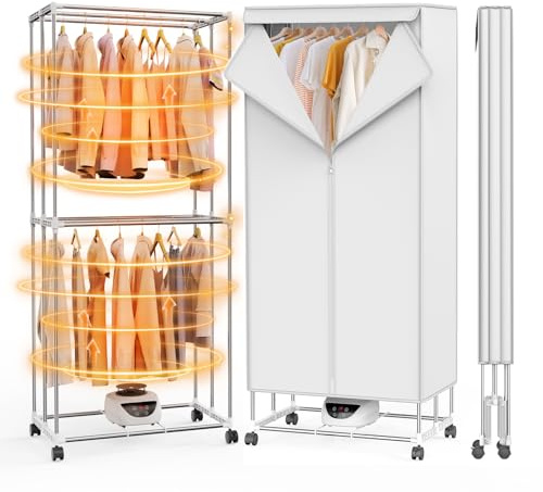 Innotic 1500W Electric Heated Clothes Airer Foldable with Cover & Timer | 170CM 2-Tier Dryer Indoor, Large Capacity Drying Rack Stand, Safety Overheat & Auto-Shut off